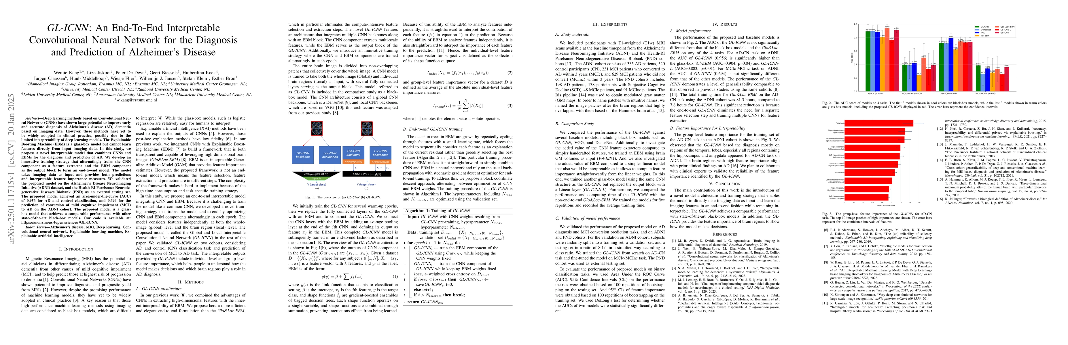 Thumbnail for GL-ICNN: An End-To-End Interpretable Convolutional Neural Network for
  the Diagnosis and Prediction of Alzheimer's Disease