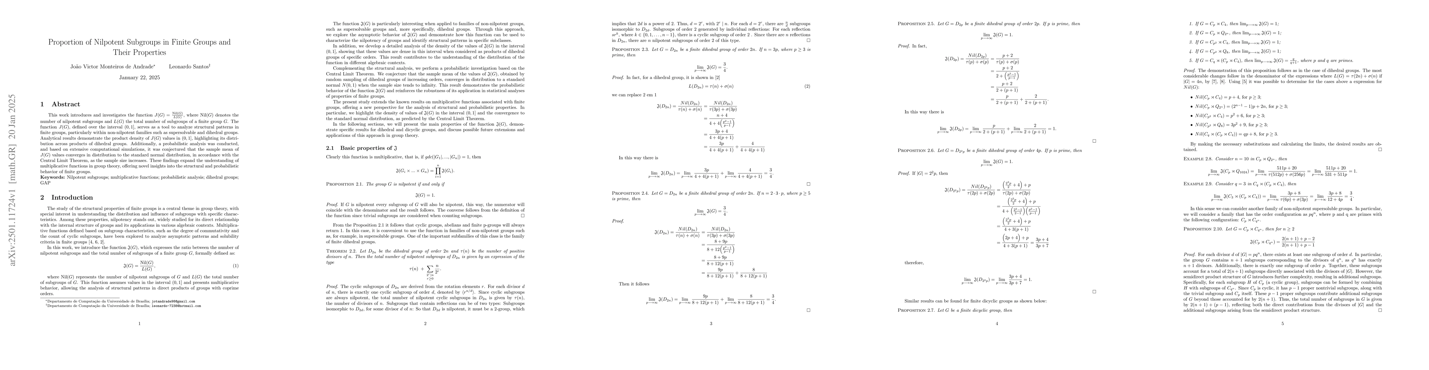Thumbnail for Proportion of Nilpotent Subgroups in Finite Groups and Their Properties