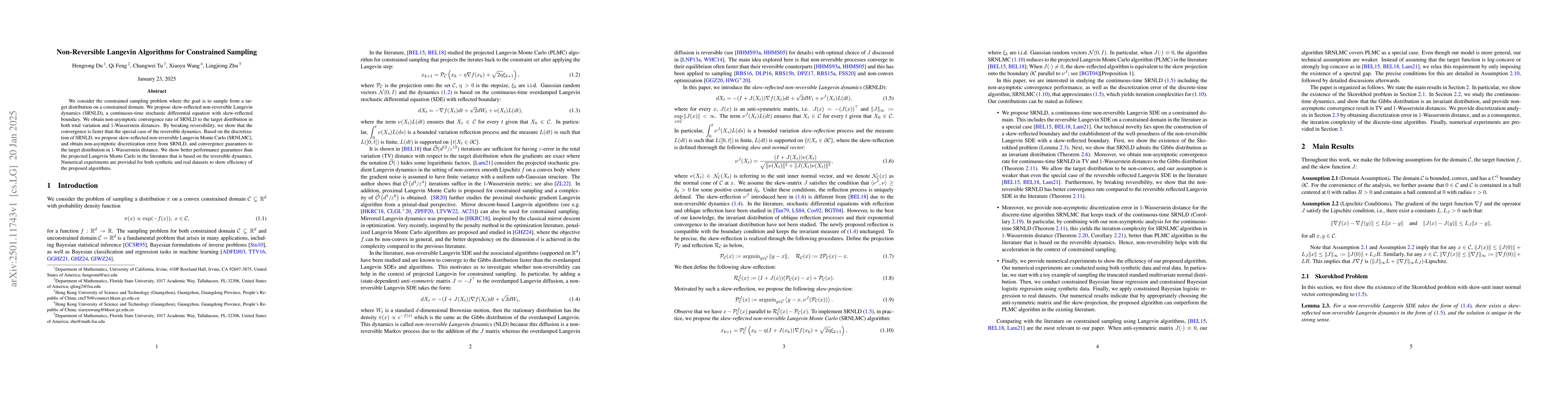 Thumbnail for Non-Reversible Langevin Algorithms for Constrained Sampling