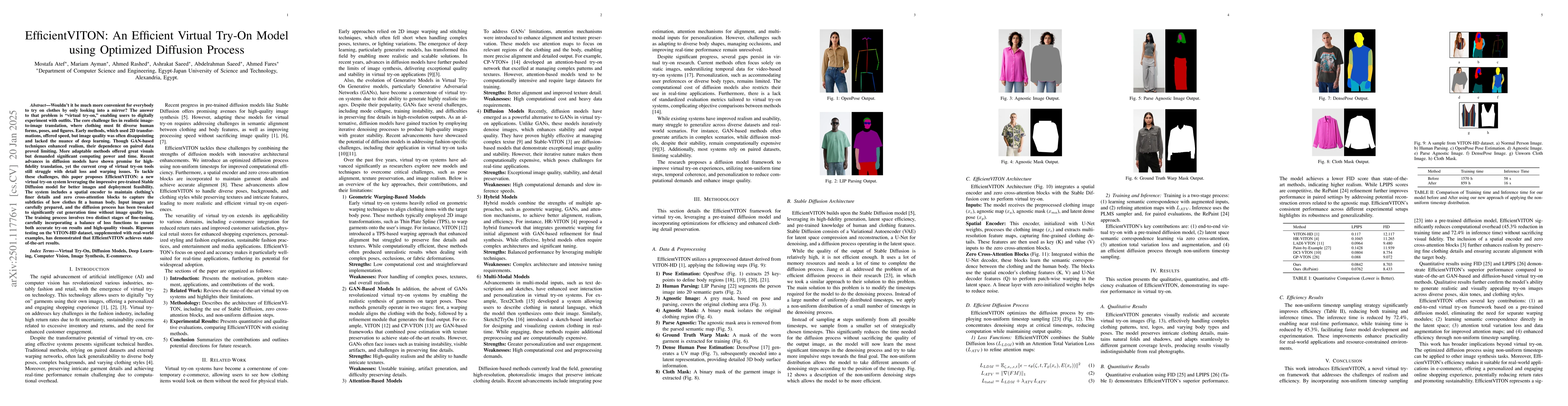 Thumbnail for EfficientVITON: An Efficient Virtual Try-On Model using Optimized
  Diffusion Process