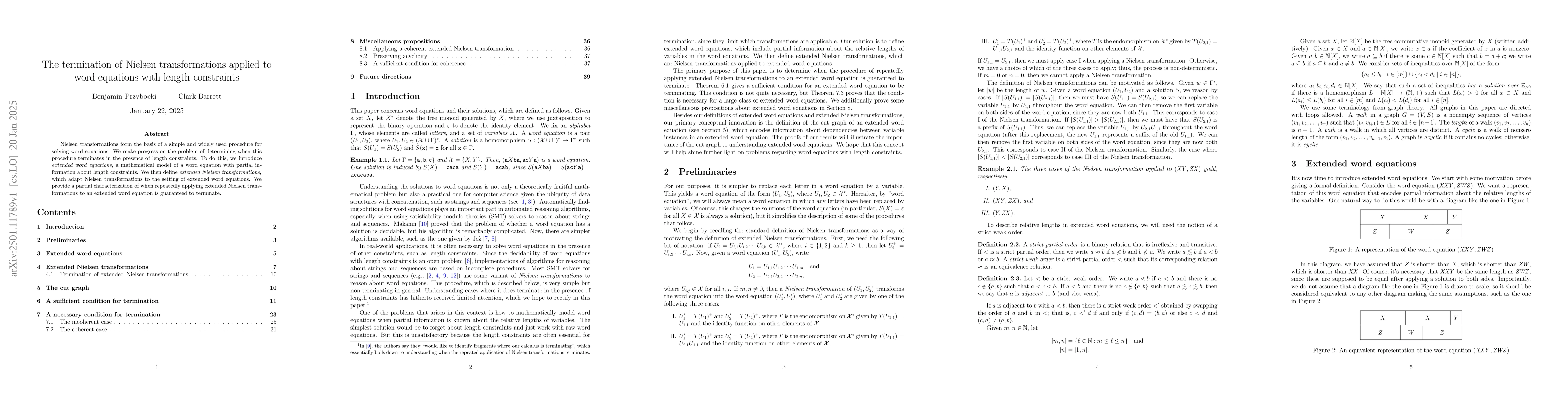 Thumbnail for The termination of Nielsen transformations applied to word equations
  with length constraints