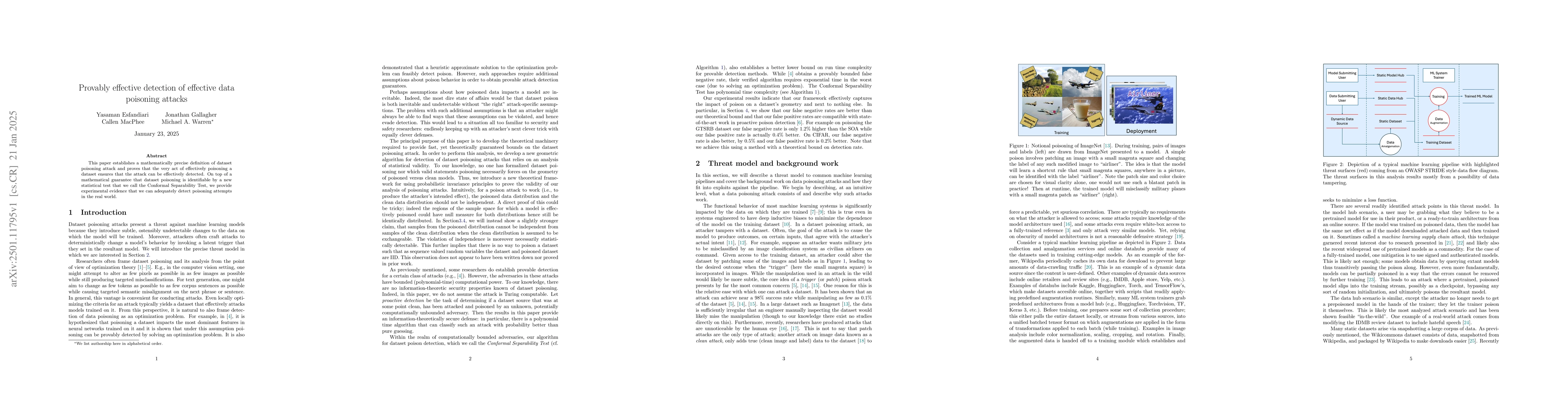 Thumbnail for Provably effective detection of effective data poisoning attacks
