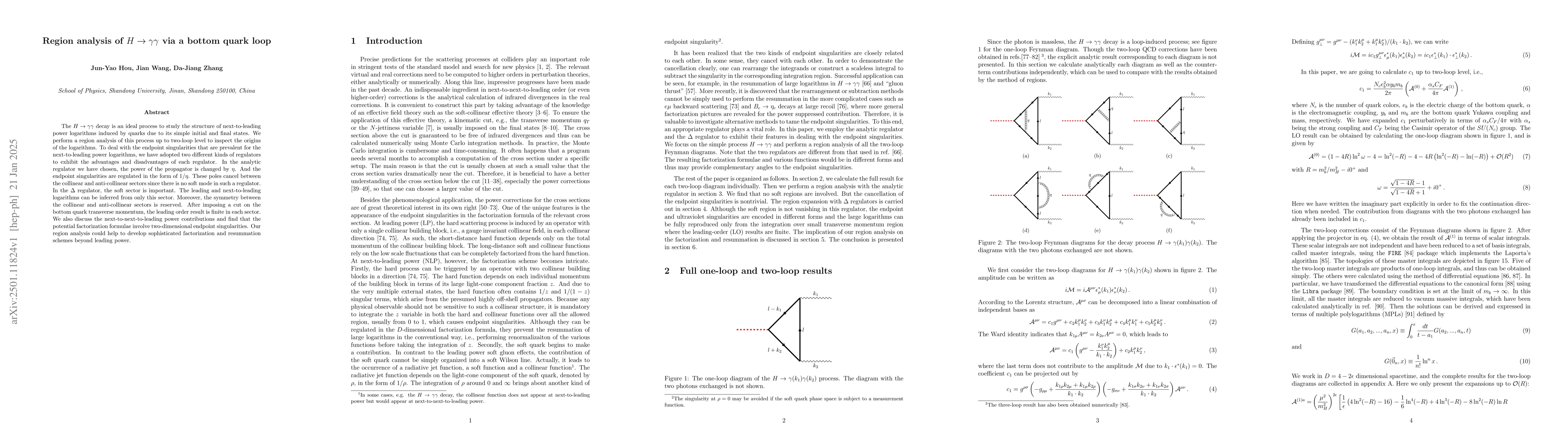 Thumbnail for Region analysis of $H\to γγ$ via a bottom quark loop