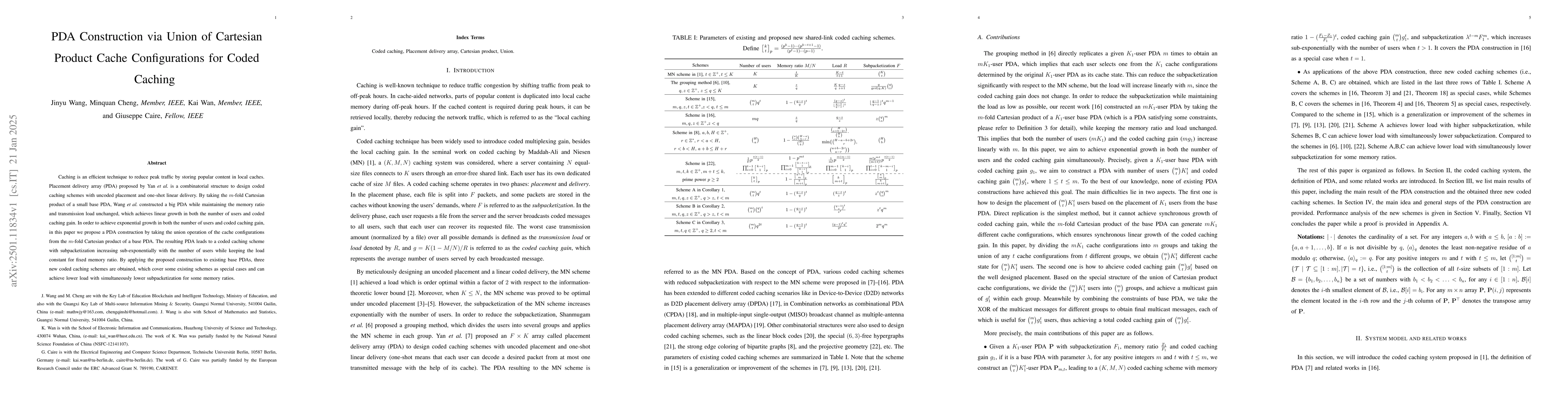 Thumbnail for PDA Construction via Union of Cartesian Product Cache Configurations for
  Coded Caching
