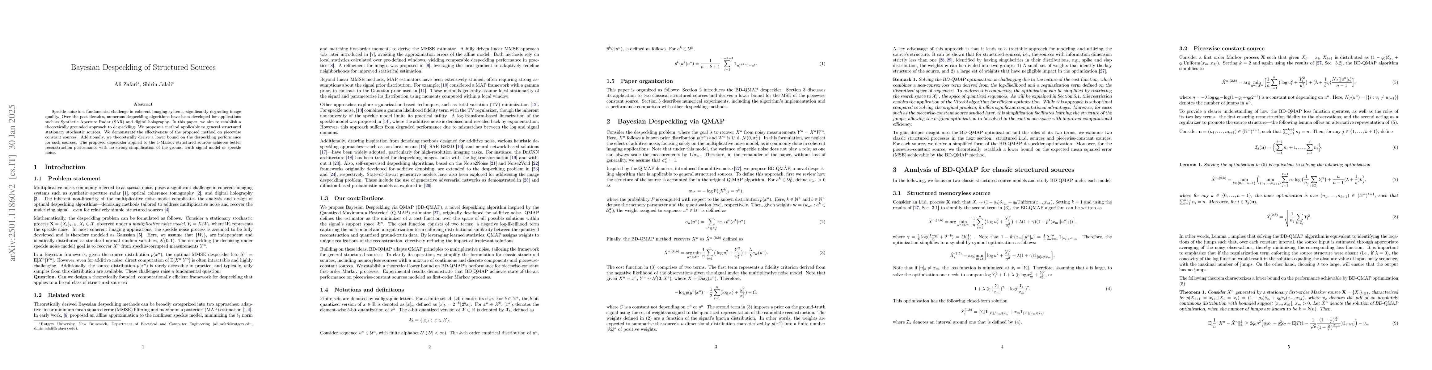 Thumbnail for Bayesian Despeckling of Structured Sources