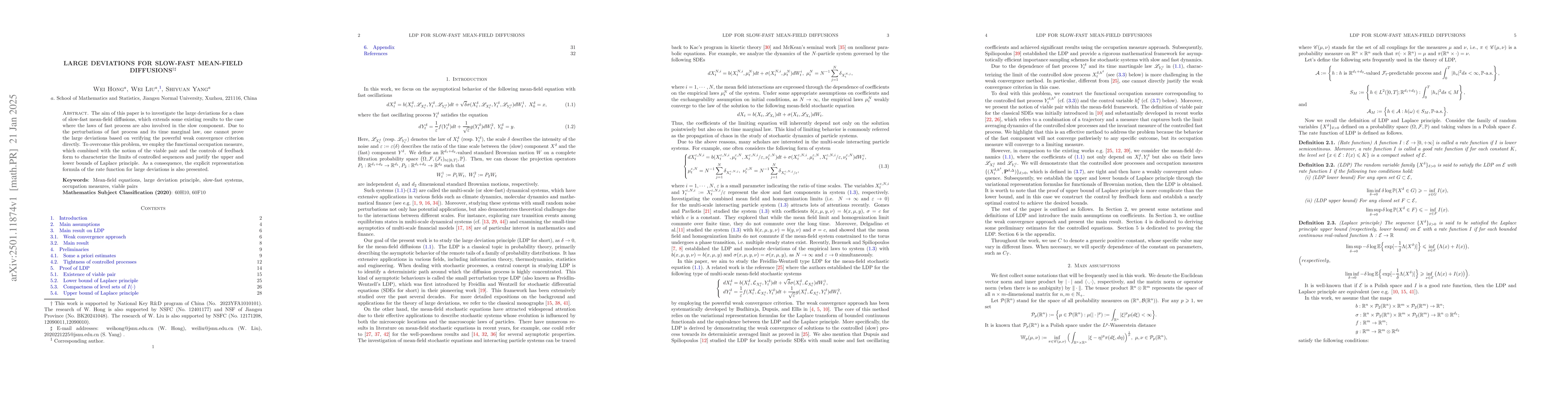 Thumbnail for Large Deviations for Slow-Fast Mean-Field Diffusions