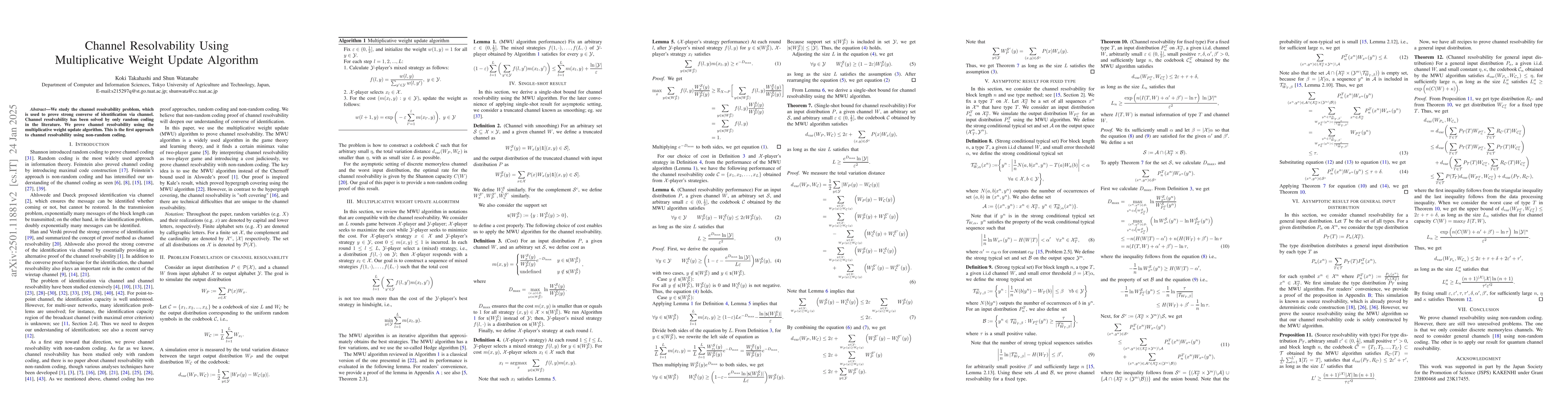 Thumbnail for Channel Resolvability Using Multiplicative Weight Update Algorithm