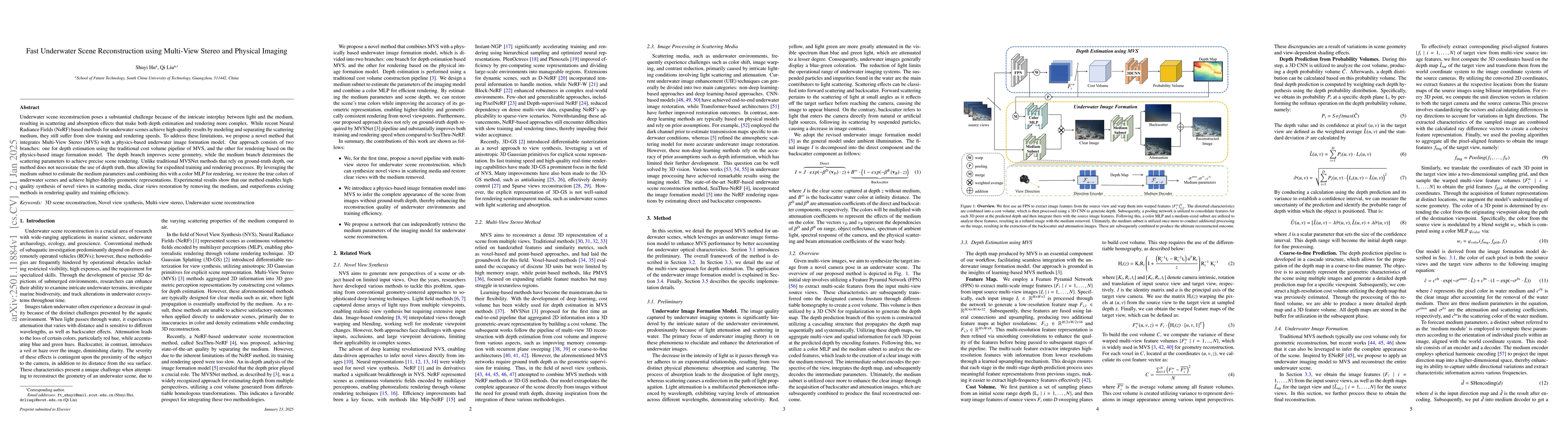 Thumbnail for Fast Underwater Scene Reconstruction using Multi-View Stereo and
  Physical Imaging