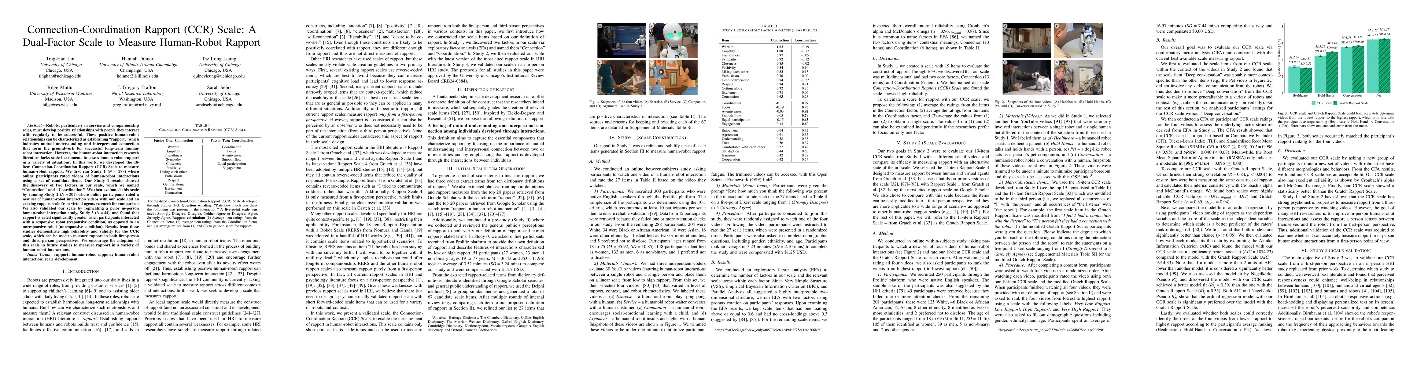 Thumbnail for Connection-Coordination Rapport (CCR) Scale: A Dual-Factor Scale to
  Measure Human-Robot Rapport