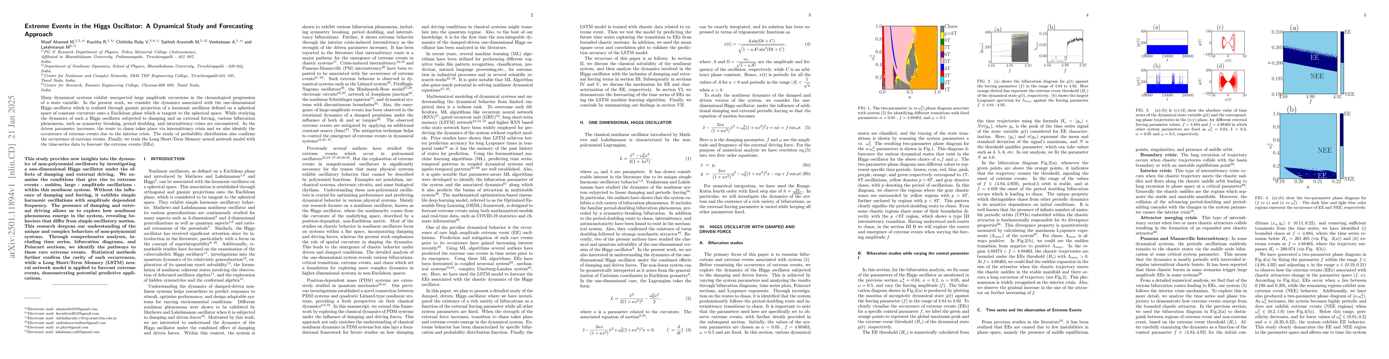 Thumbnail for Extreme Events in the Higgs Oscillator: A Dynamical Study and
  Forecasting Approach