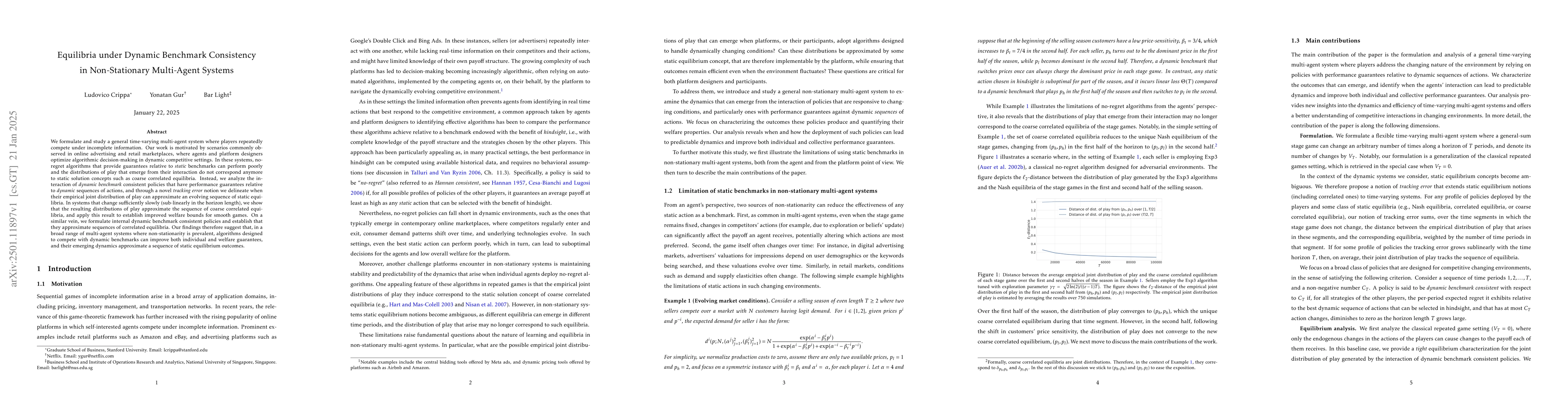 Thumbnail for Equilibria under Dynamic Benchmark Consistency in Non-Stationary
  Multi-Agent Systems