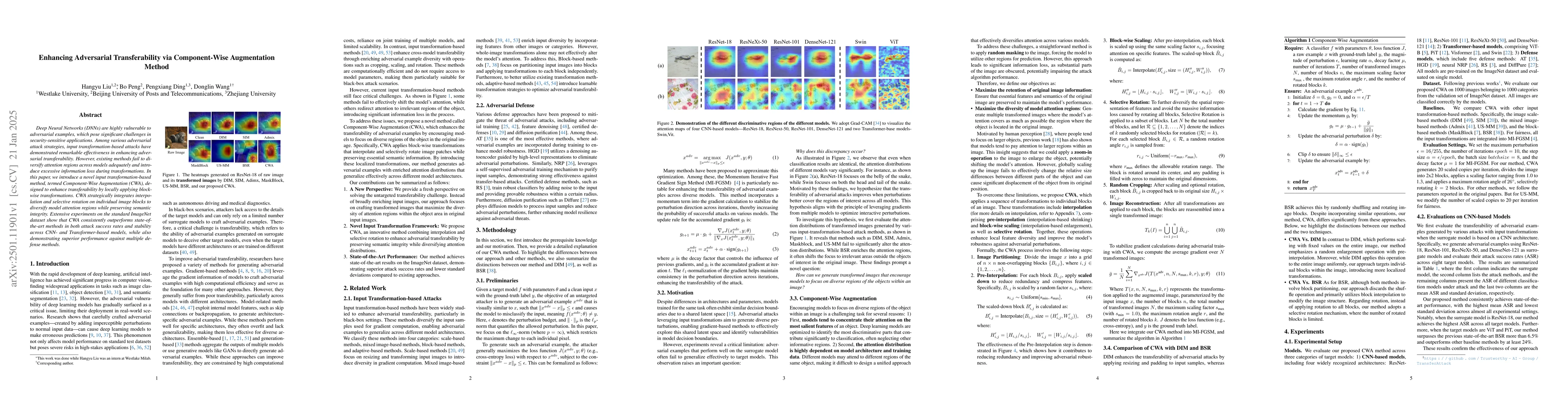 Thumbnail for Enhancing Adversarial Transferability via Component-Wise Augmentation
  Method