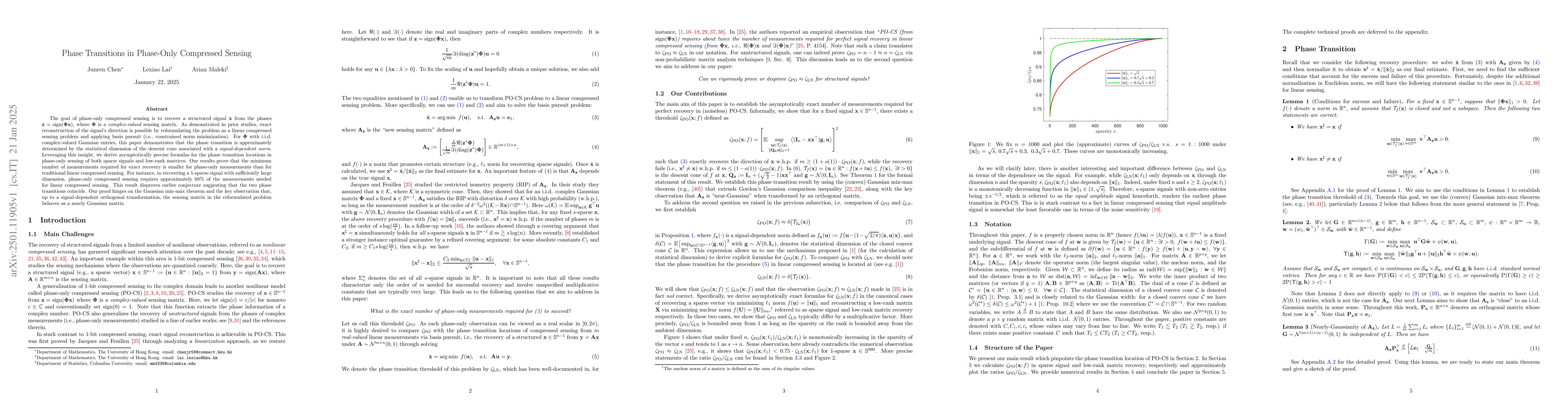 Thumbnail for Phase Transitions in Phase-Only Compressed Sensing