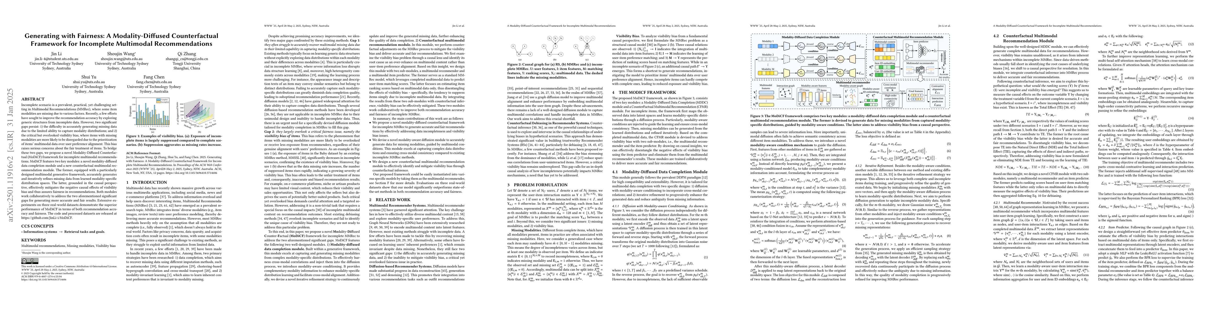Thumbnail for Generating with Fairness: A Modality-Diffused Counterfactual Framework
  for Incomplete Multimodal Recommendations