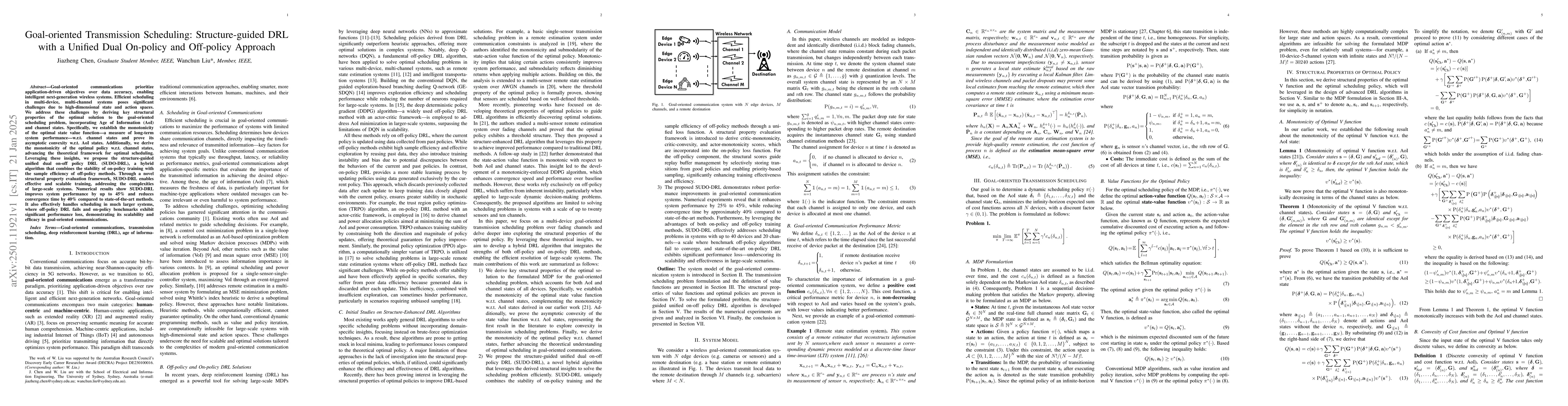 Thumbnail for Goal-oriented Transmission Scheduling: Structure-guided DRL with a
  Unified Dual On-policy and Off-policy Approach