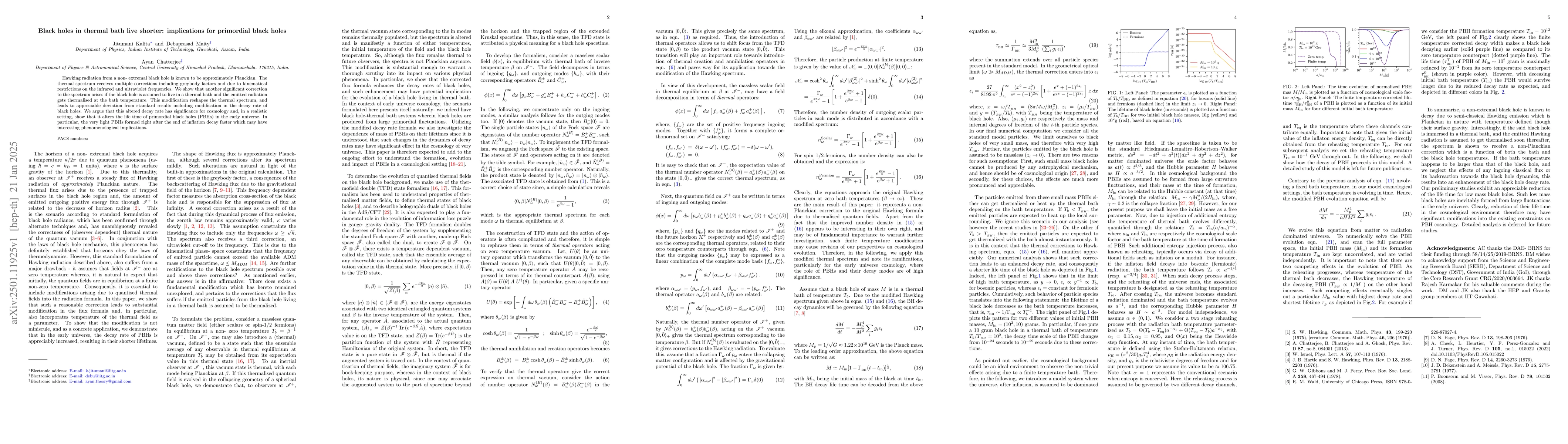 Thumbnail for Black holes in thermal bath live shorter: implications for primordial
  black holes