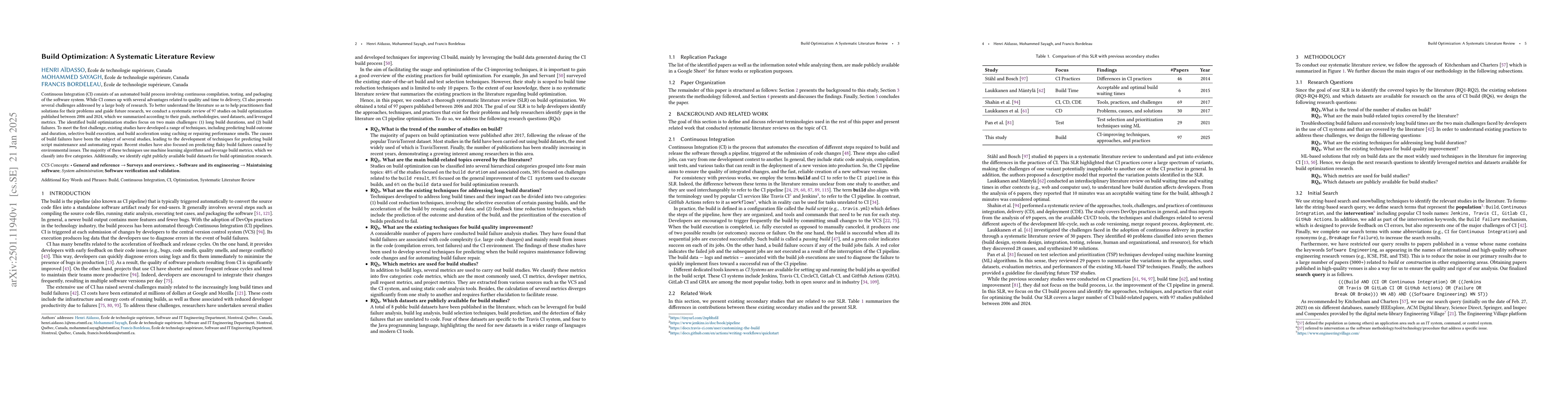 Thumbnail for Build Optimization: A Systematic Literature Review