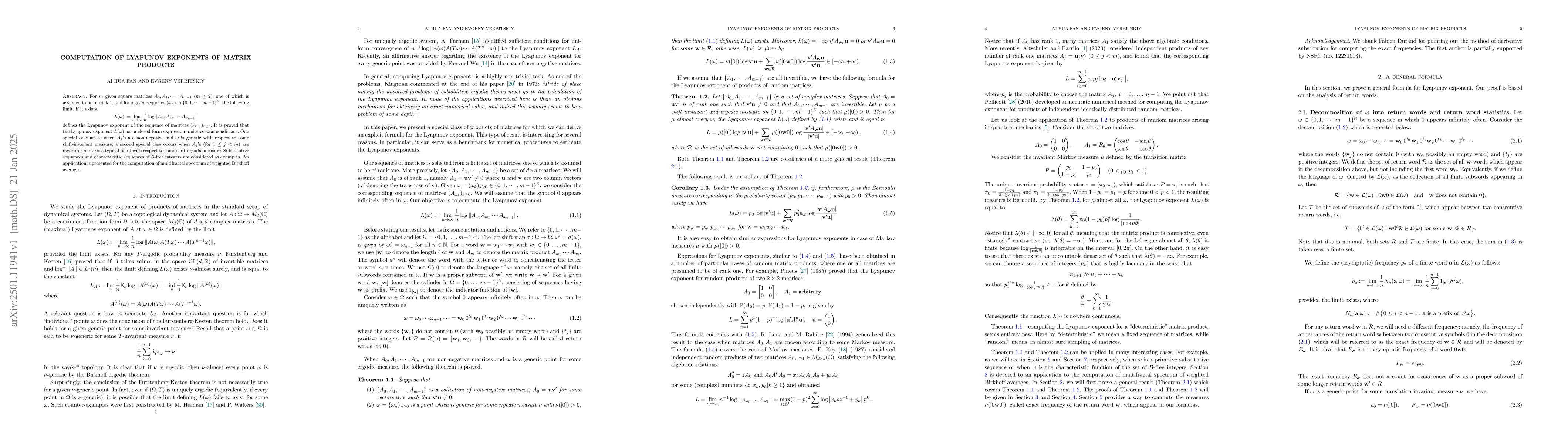 Thumbnail for Computation of Lyapunov exponents of matrix products