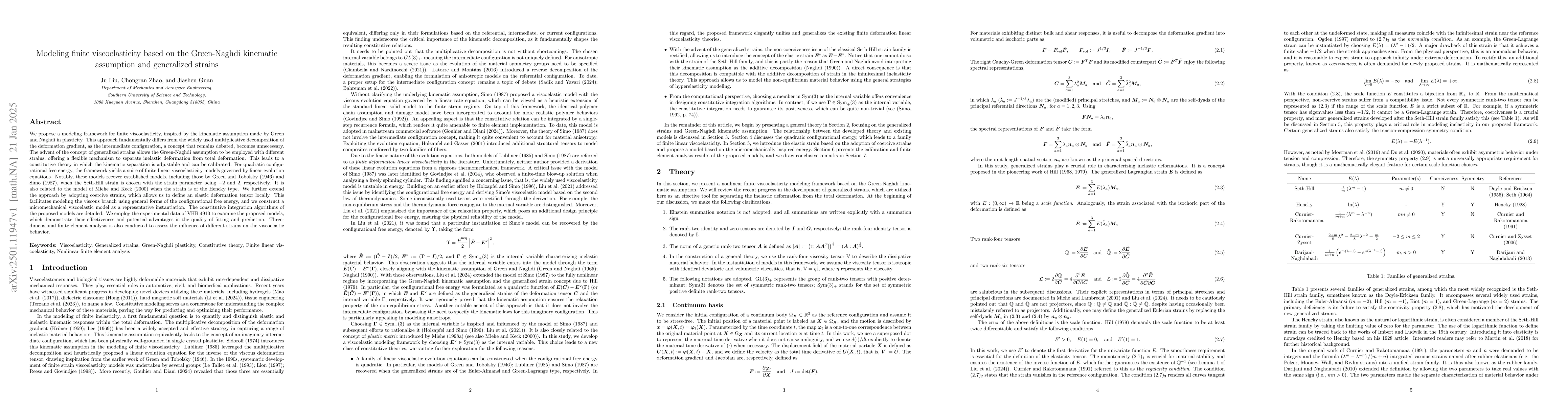 Thumbnail for Modeling finite viscoelasticity based on the Green-Naghdi kinematic
  assumption and generalized strains