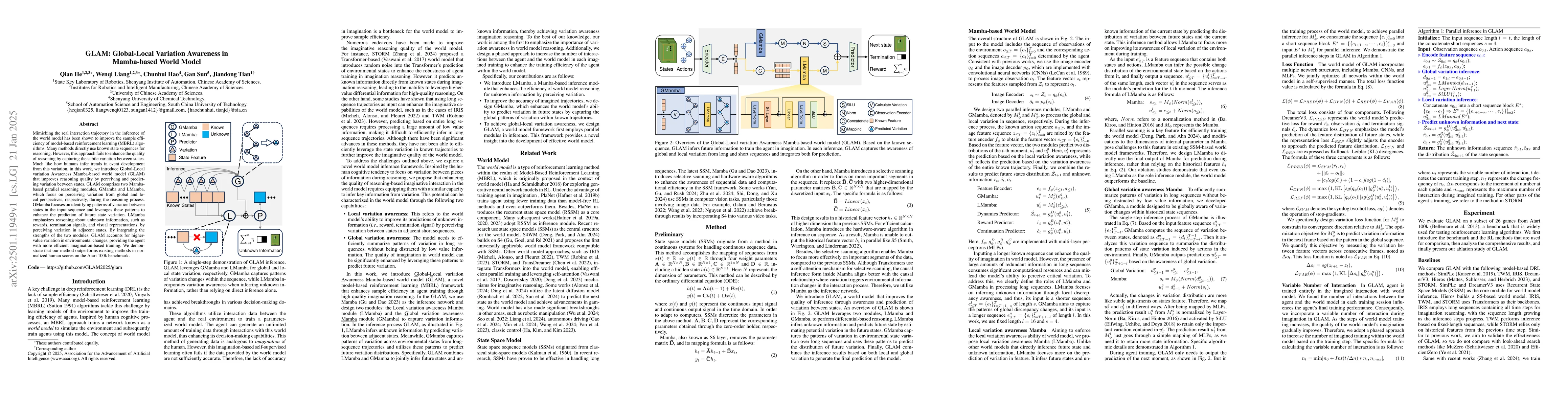 Thumbnail for GLAM: Global-Local Variation Awareness in Mamba-based World Model