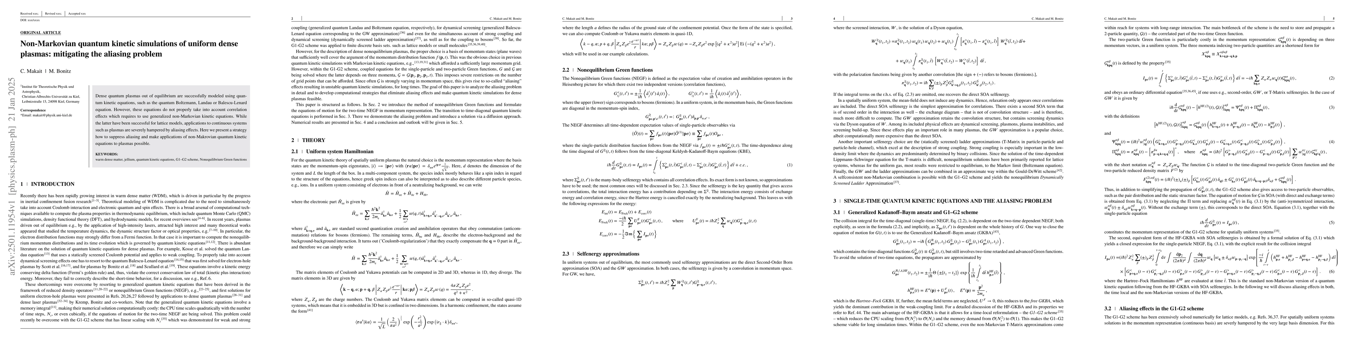 Thumbnail for Non-Markovian quantum kinetic simulations of uniform dense plasmas:
  mitigating the aliasing problem