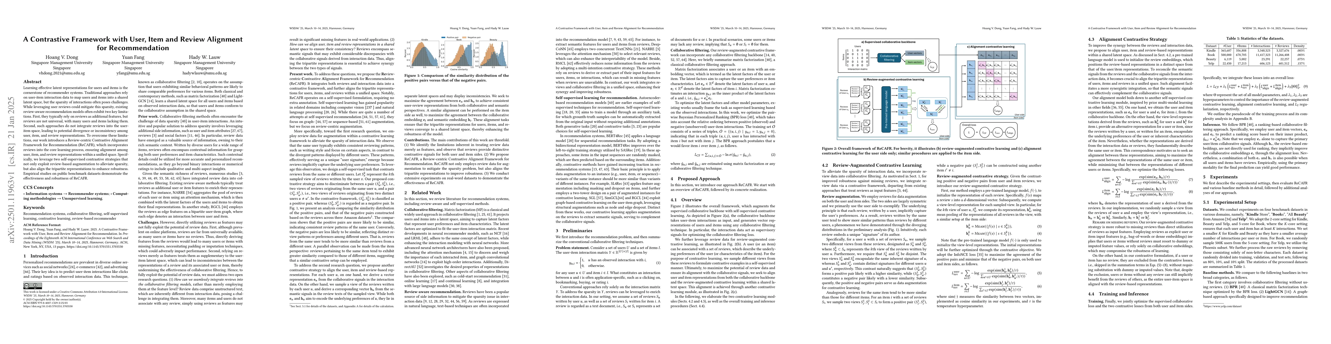Thumbnail for A Contrastive Framework with User, Item and Review Alignment for
  Recommendation