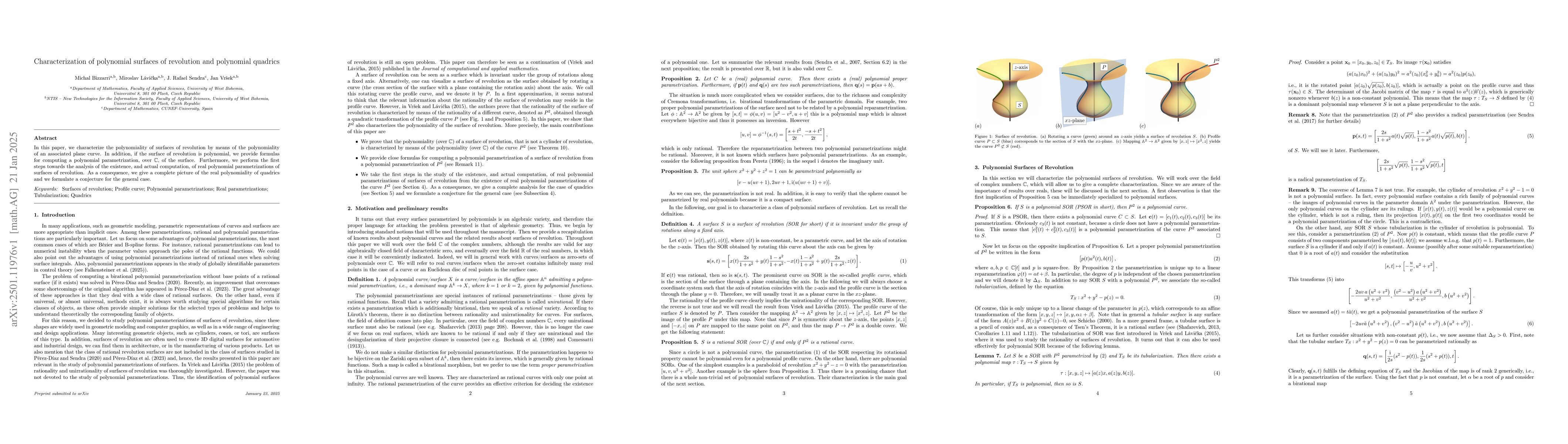 Thumbnail for Characterization of polynomial surfaces of revolution and polynomial
  quadrics