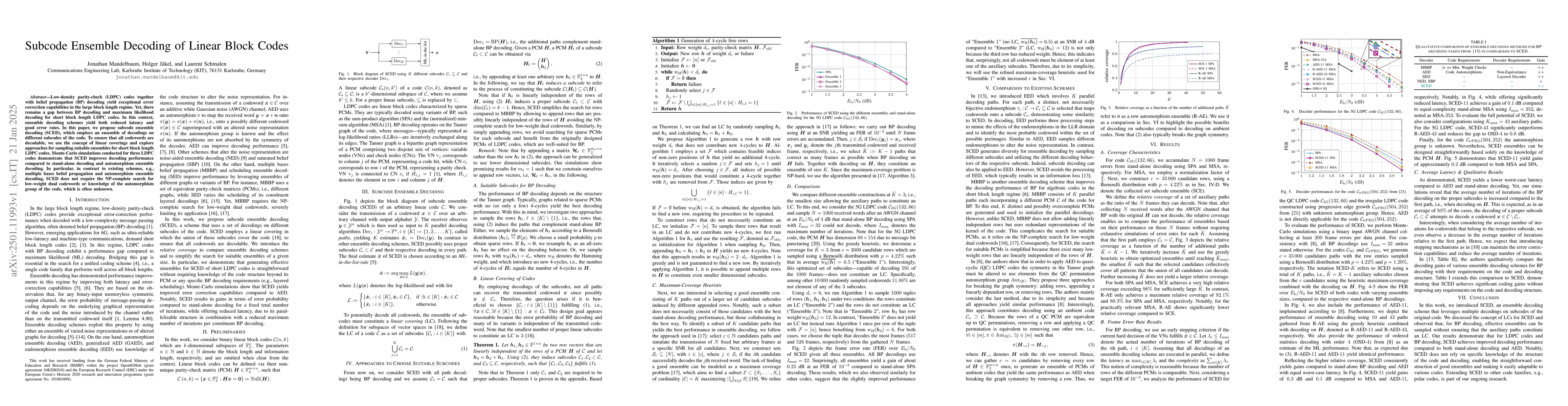 Thumbnail for Subcode Ensemble Decoding of Linear Block Codes