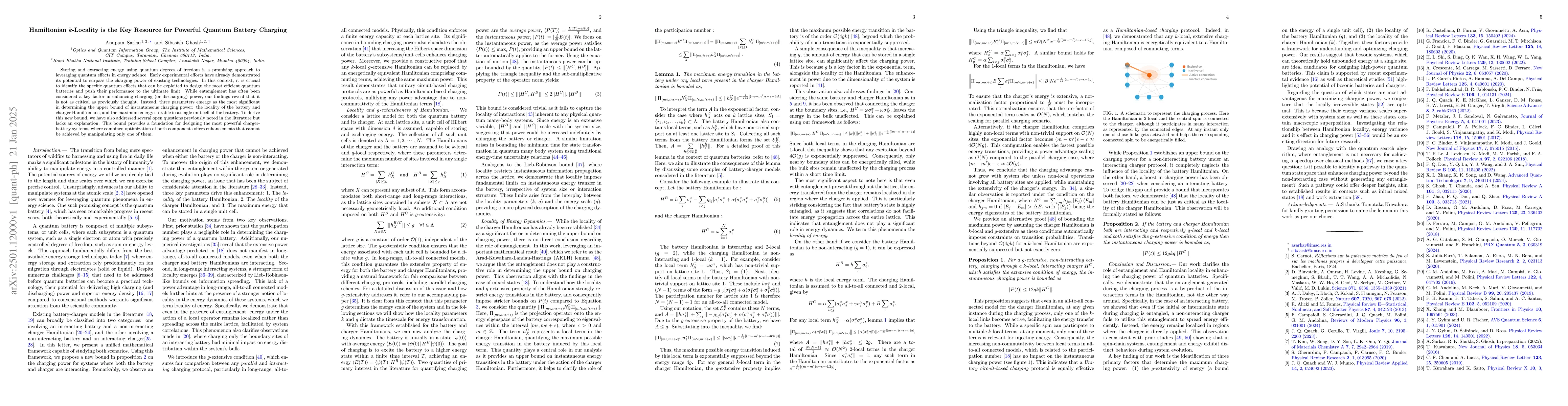 Thumbnail for Hamiltonian $k$-Locality is the Key Resource for Powerful Quantum
  Battery Charging