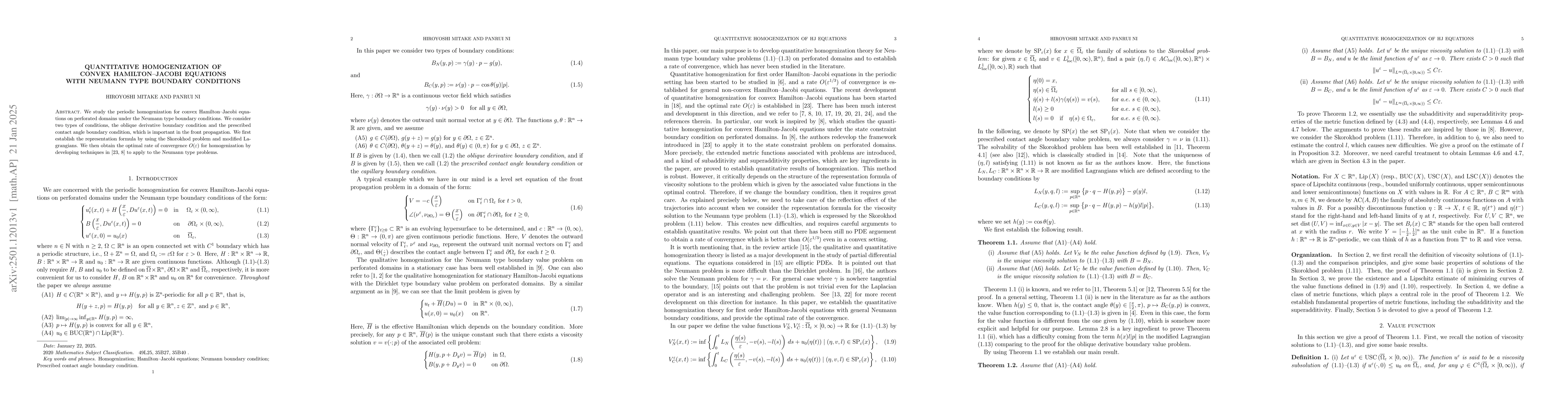 Thumbnail for Quantitative homogenization of convex Hamilton-Jacobi equations with
  Neumann type boundary conditions