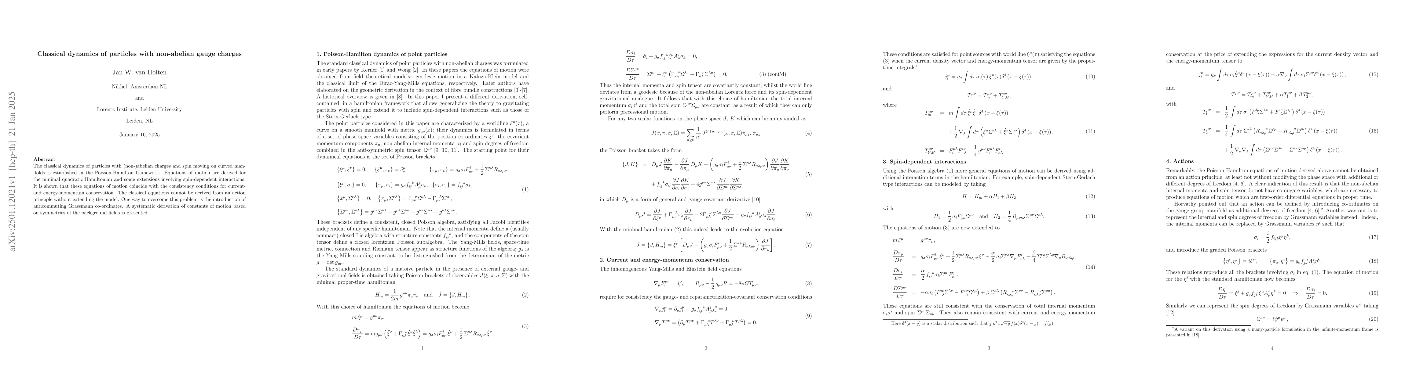 Thumbnail for Classical dynamics of particles with non-abelian gauge charges