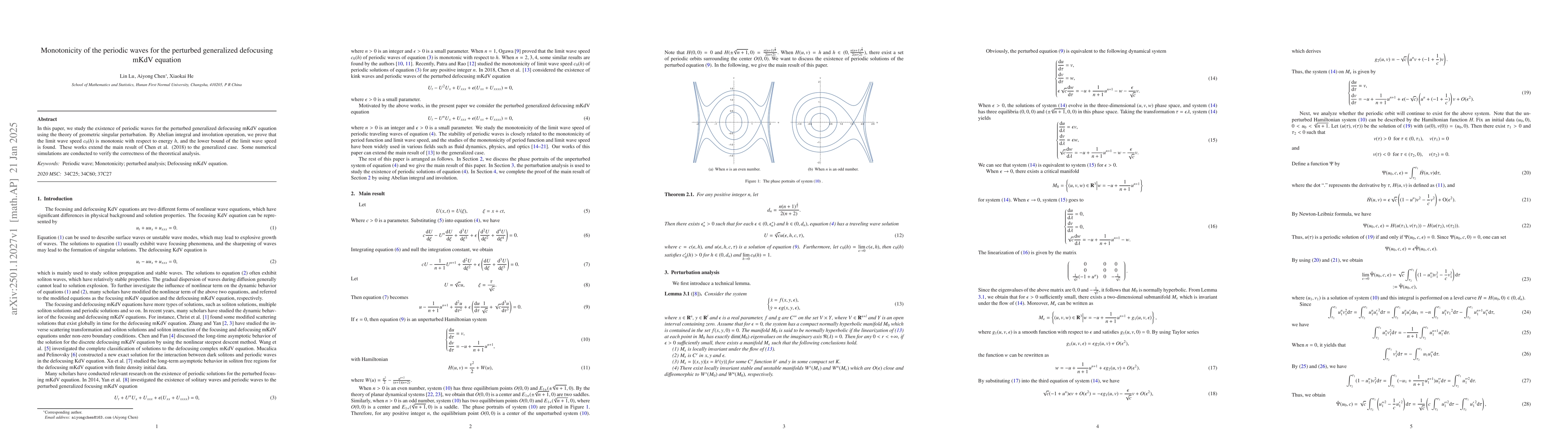 Thumbnail for Monotonicity of the periodic waves for the perturbed generalized
  defocusing mKdV equation