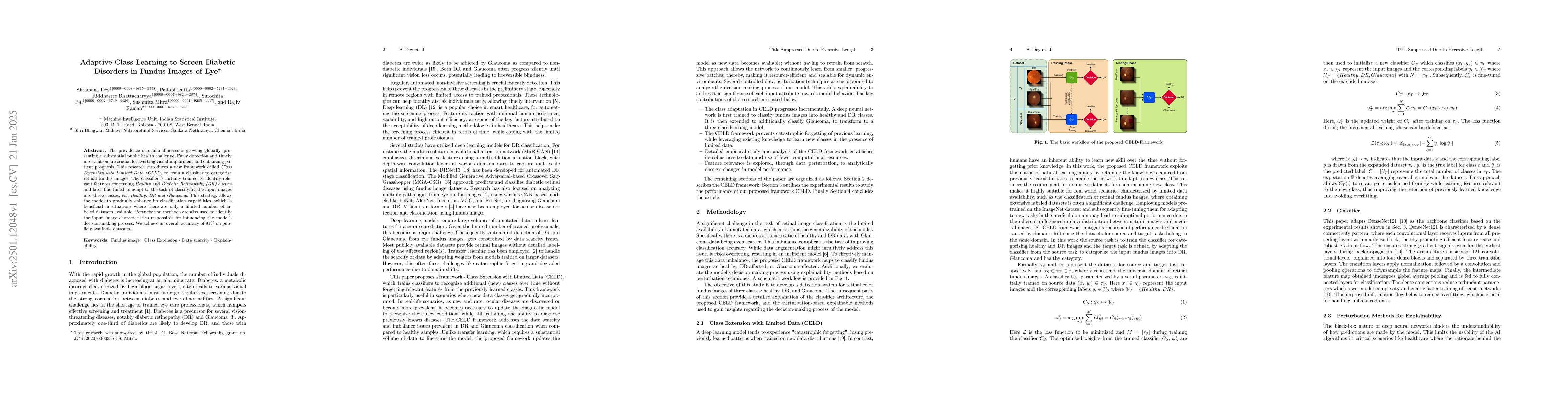 Thumbnail for Adaptive Class Learning to Screen Diabetic Disorders in Fundus Images of
  Eye