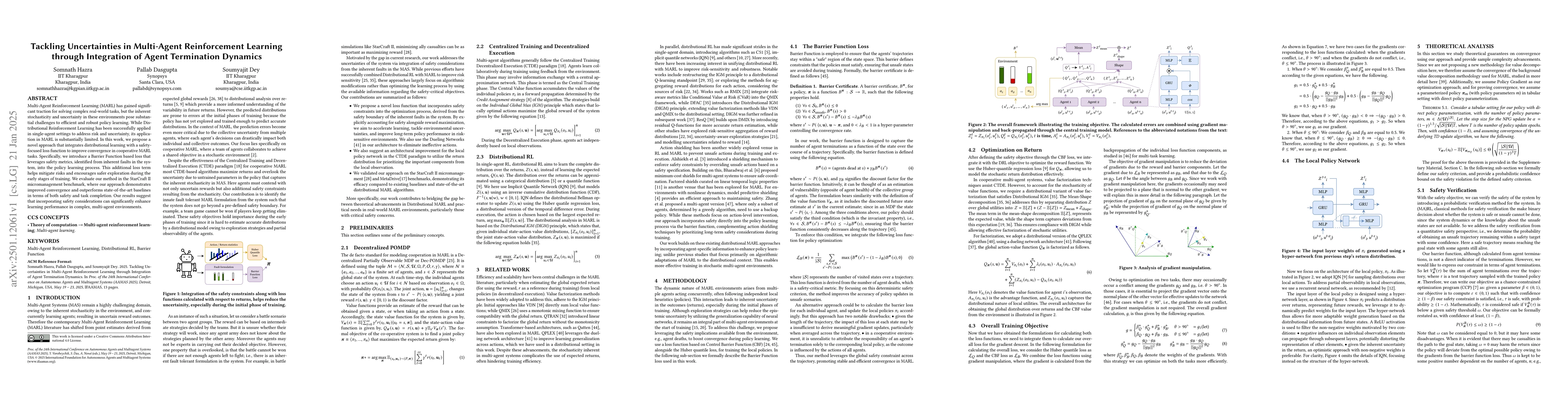 Thumbnail for Tackling Uncertainties in Multi-Agent Reinforcement Learning through
  Integration of Agent Termination Dynamics