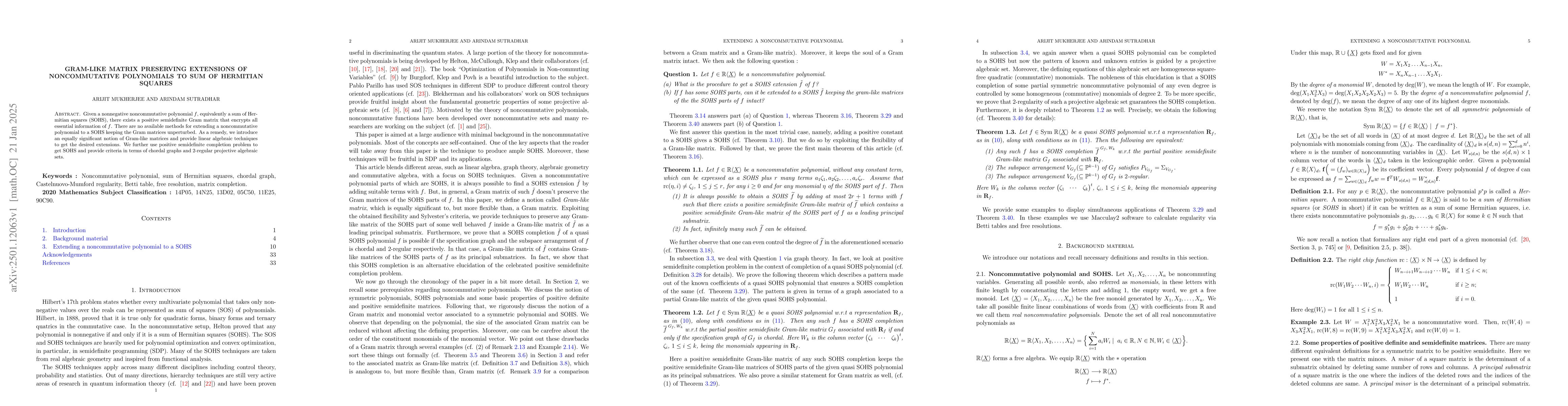 Thumbnail for Gram-like matrix preserving extensions of noncommutative polynomials to
  sum of Hermitian Squares