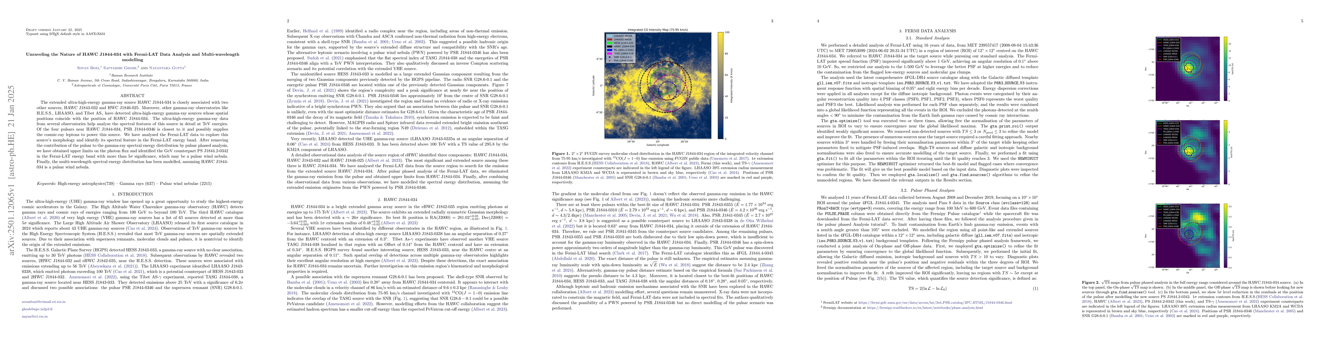 Thumbnail for Unraveling the Nature of HAWC J1844-034 with Fermi-LAT Data Analysis and
  Multi-wavelength modelling