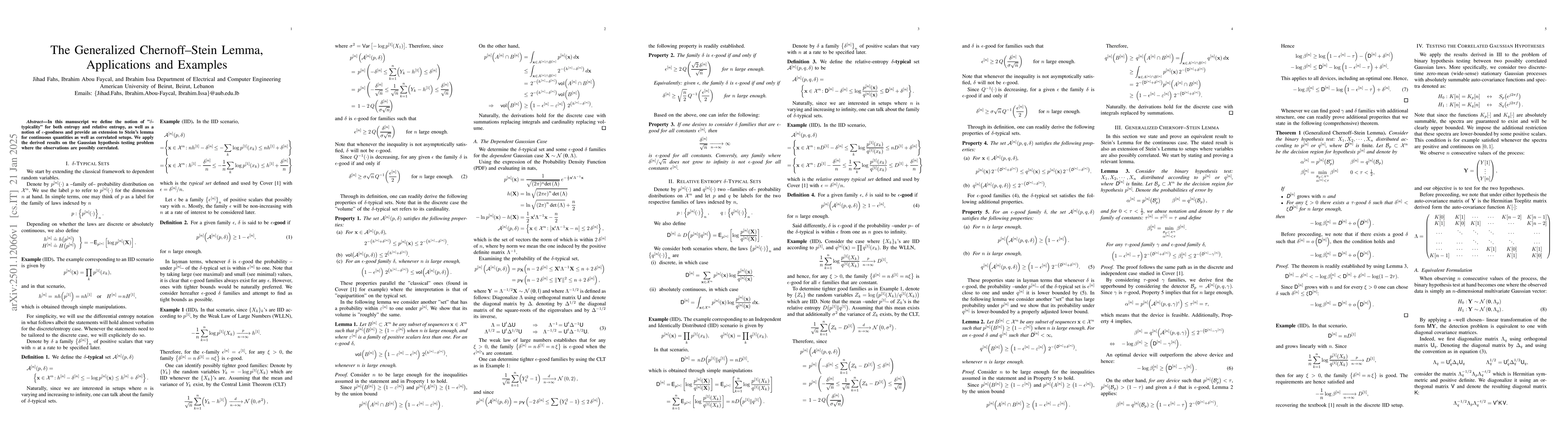 Thumbnail for The Generalized Chernoff-Stein Lemma, Applications and Examples