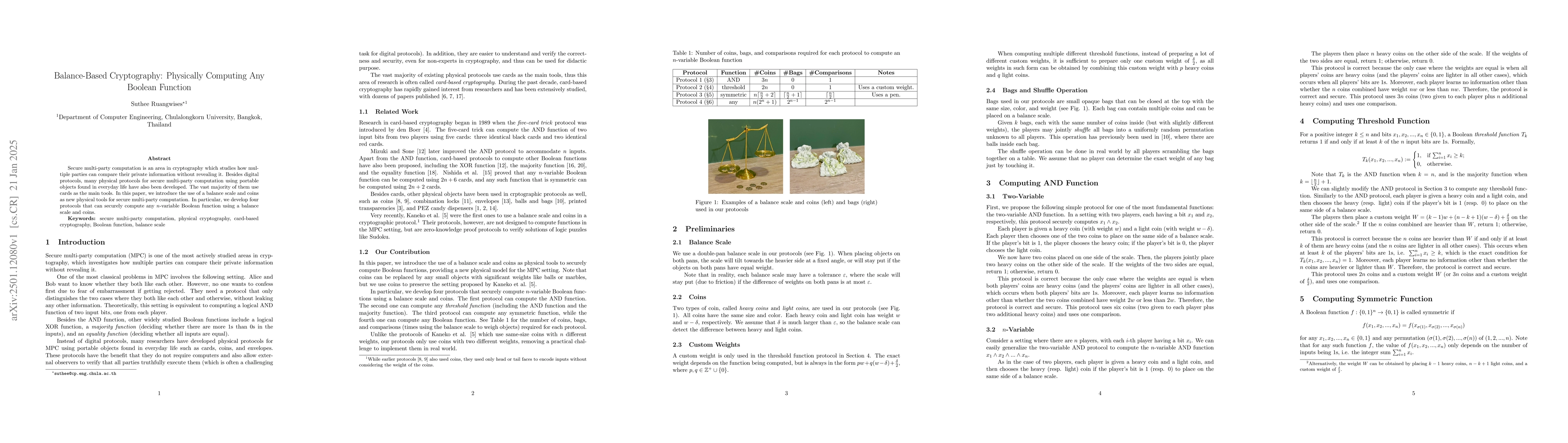Thumbnail for Balance-Based Cryptography: Physically Computing Any Boolean Function