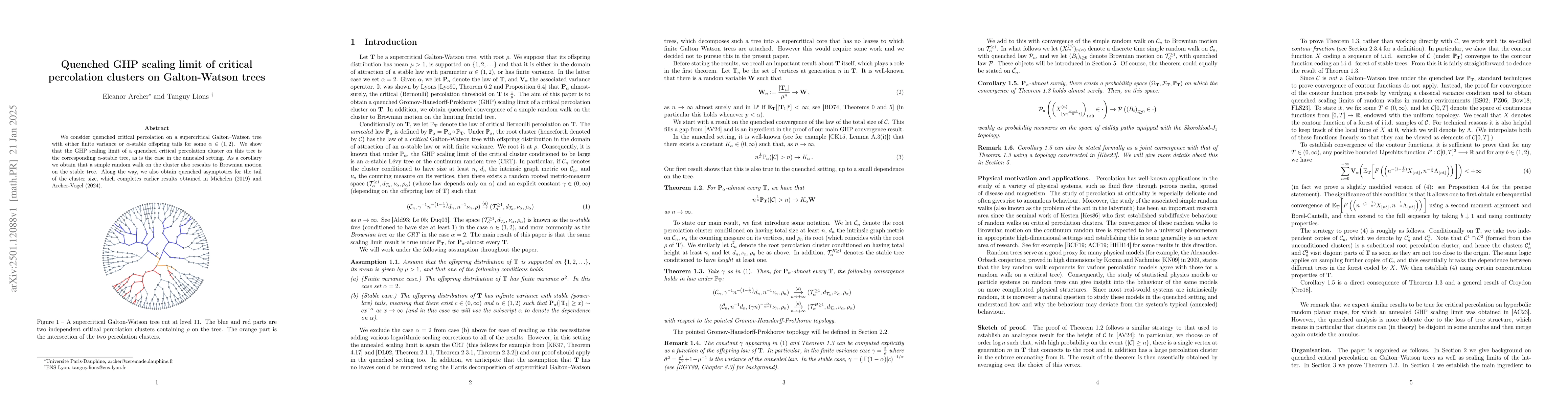 Thumbnail for Quenched GHP scaling limit of critical percolation clusters on
  Galton-Watson trees