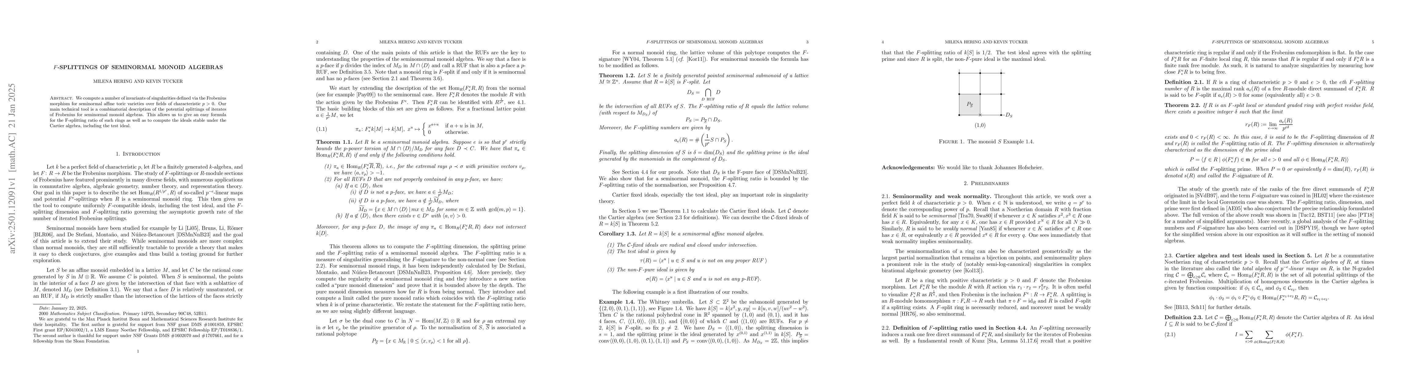Thumbnail for F-Splittings of seminormal monoid algebras