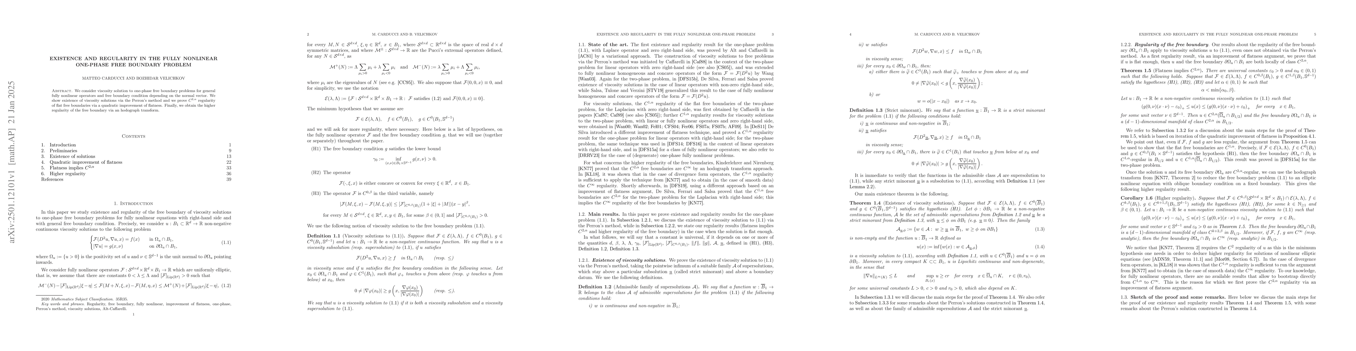 Thumbnail for Existence and regularity in the fully nonlinear one-phase free boundary
  problem