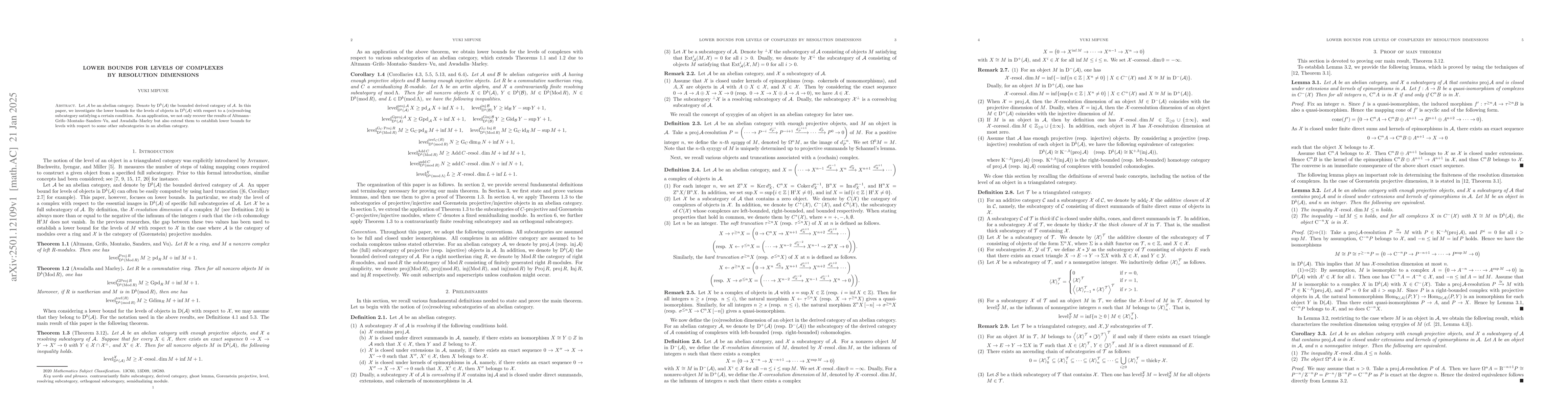 Thumbnail for Lower bounds for levels of complexes by resolution dimensions