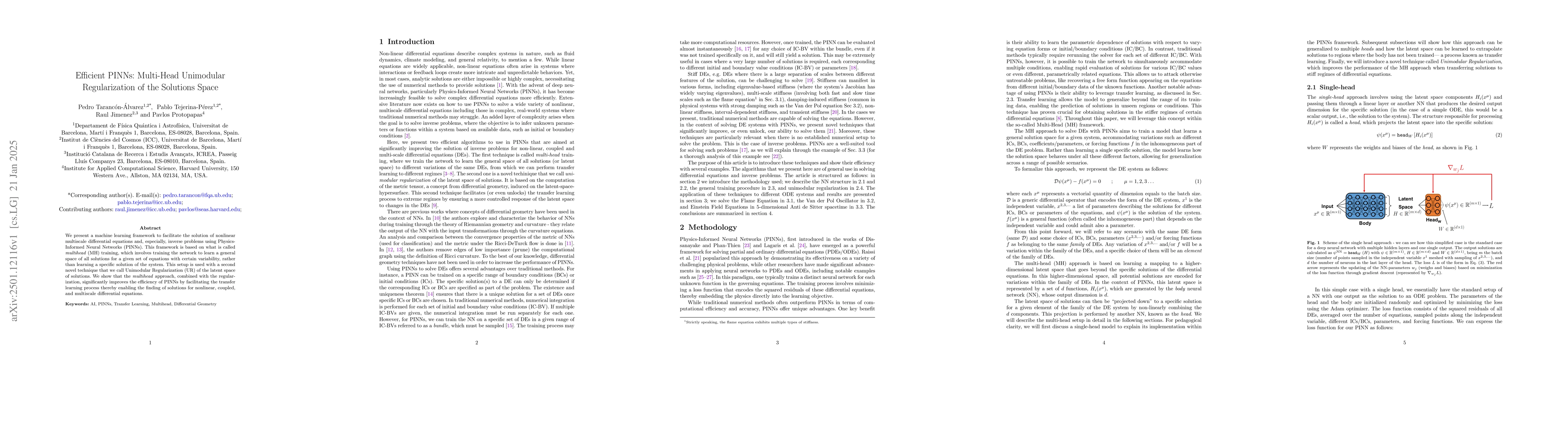 Thumbnail for Efficient PINNs: Multi-Head Unimodular Regularization of the Solutions
  Space
