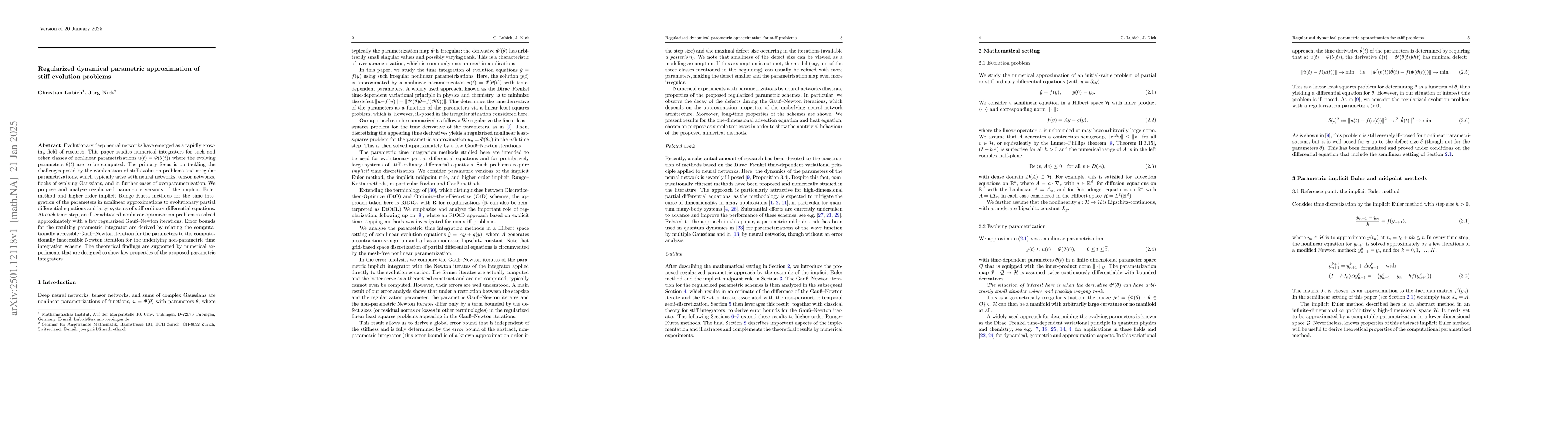 Thumbnail for Regularized dynamical parametric approximation of stiff evolution
  problems