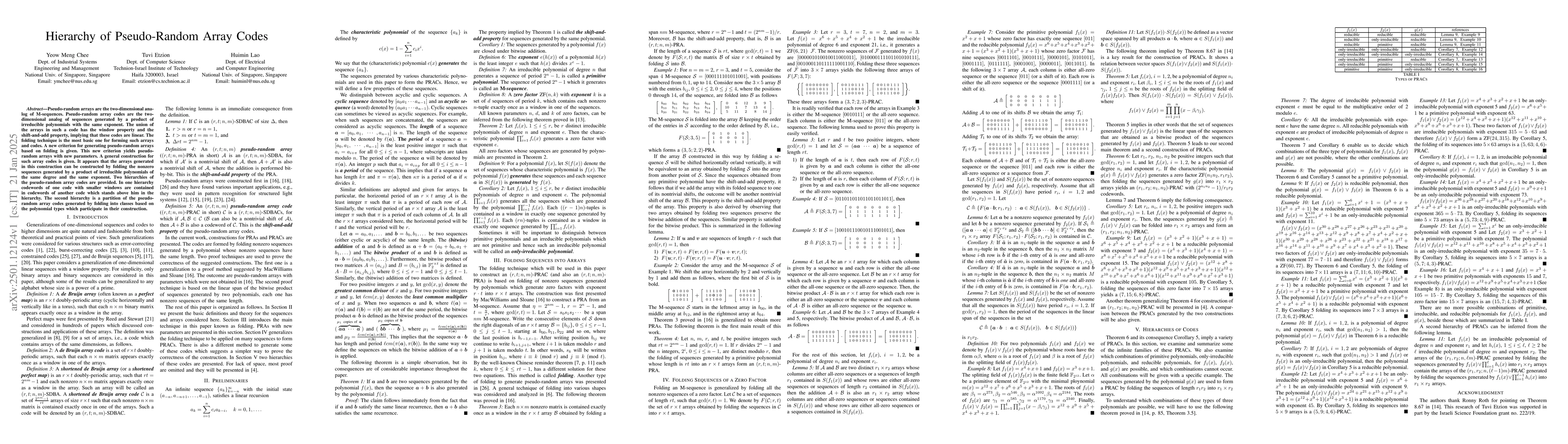 Thumbnail for Hierarchy of Pseudo-Random Array Codes