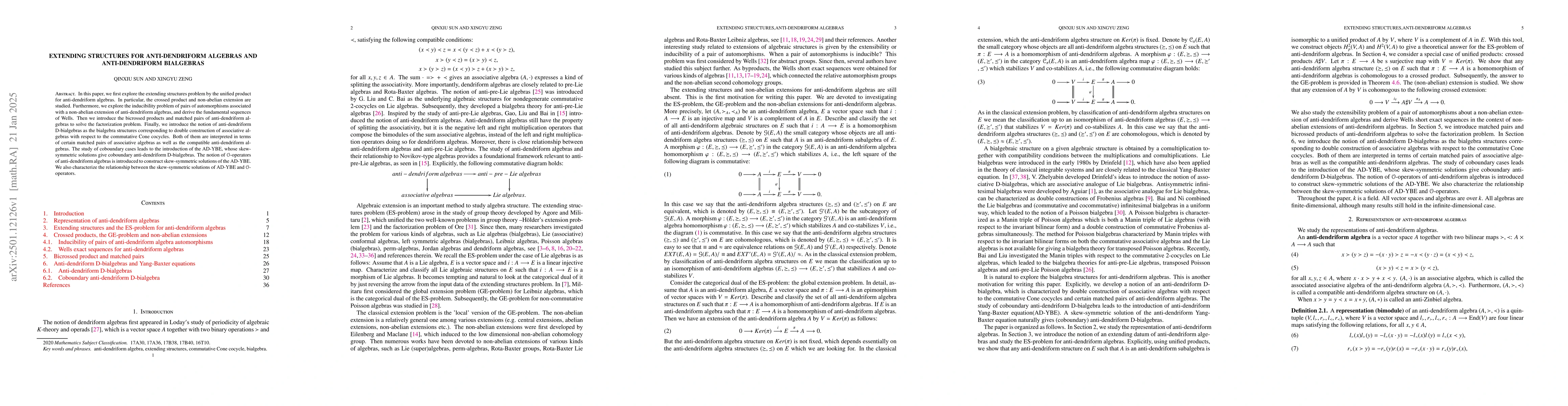Thumbnail for Extending structures for anti-dendriform algebras and anti-dendriform
  bialgebras