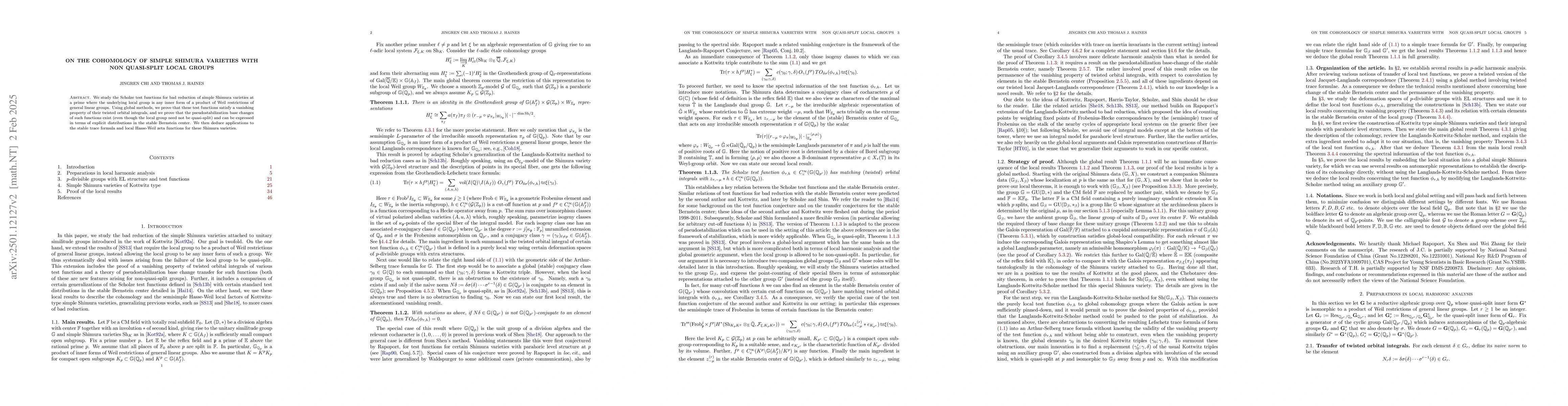 Thumbnail for On the cohomology of simple Shimura varieties with non quasi-split local
  groups