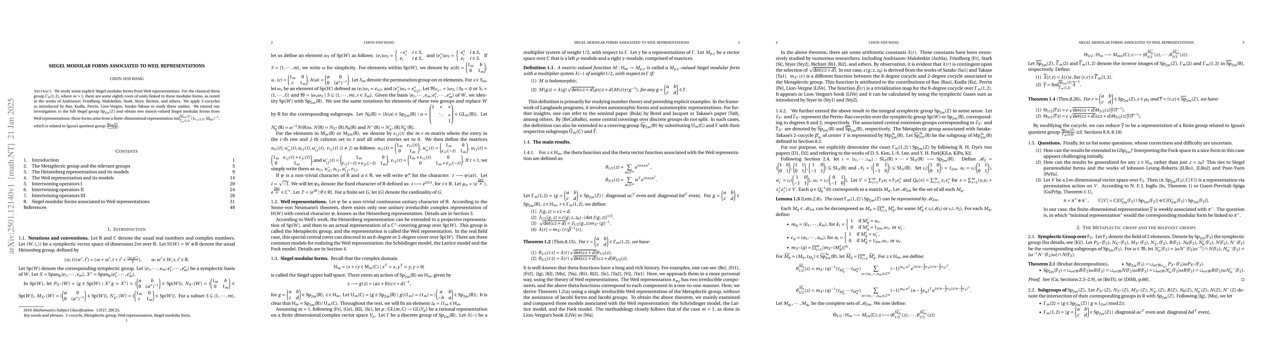 Thumbnail for Siegel modular forms associated to Weil representations