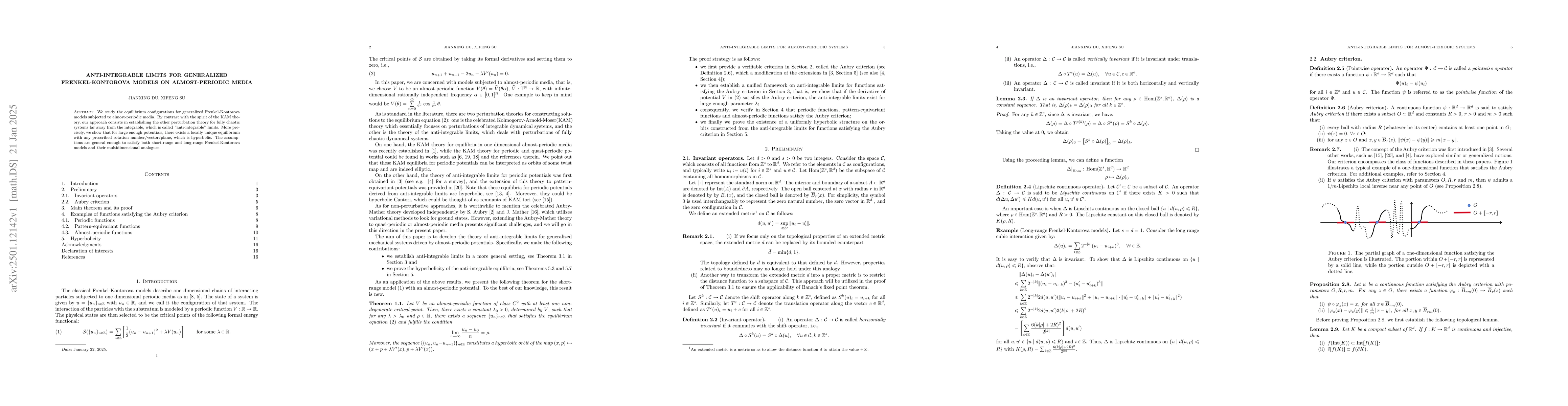 Thumbnail for Anti-integrable limits for generalized Frenkel-Kontorova models on
  almost-periodic media