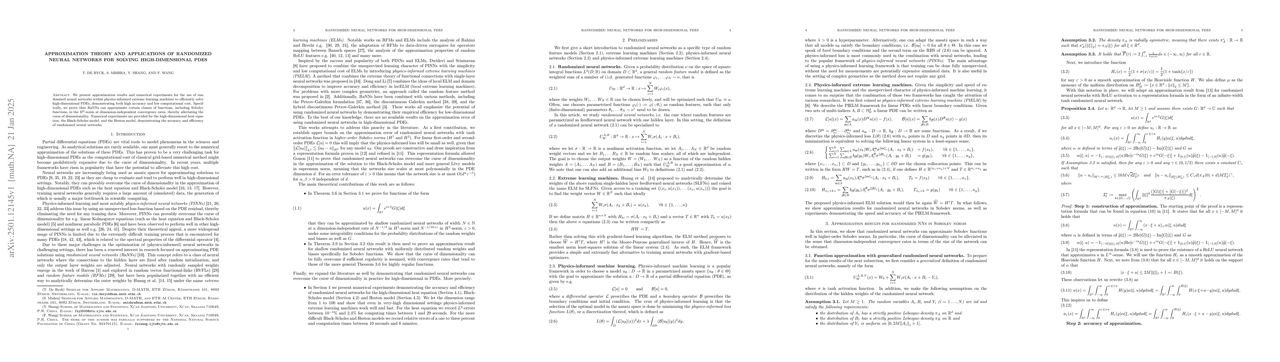 Thumbnail for Approximation Theory and Applications of Randomized Neural Networks for
  Solving High-Dimensional PDEs